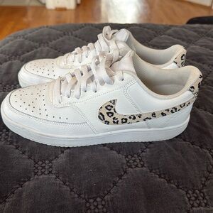 Nike White Sneakers with Animal Print Accents